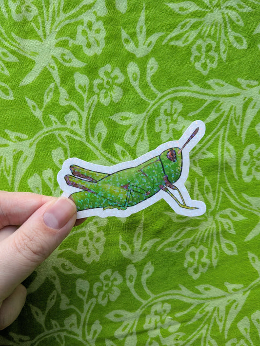 Grasshopper Glitter Holo 3 Inch Vinyl Sticker