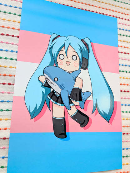 Hatsune Miku Blahaj 11x17 Art Print