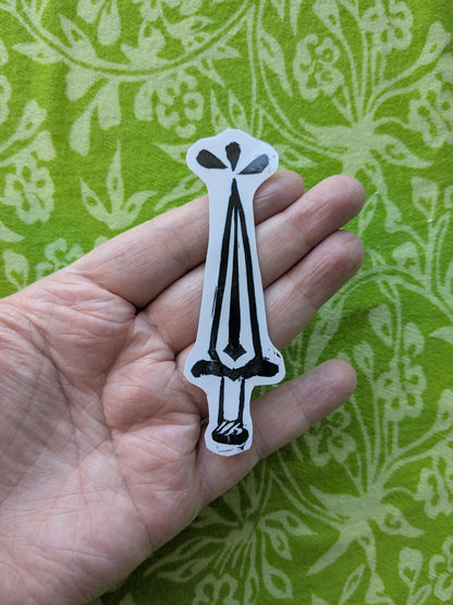 Dagger Linocut Vinyl Sticker