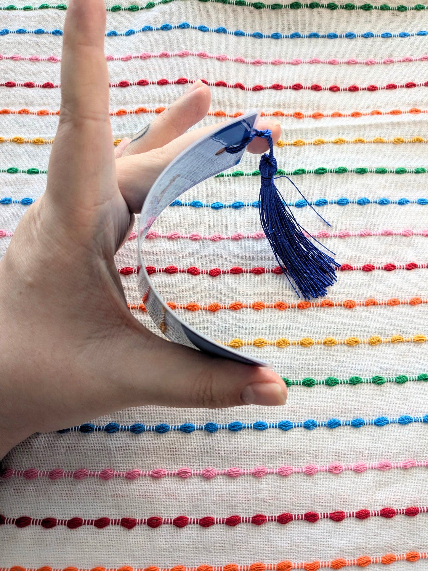 Derpy Tiger KPDH Handmade Double Sided Bookmark with Multicolored Tassel