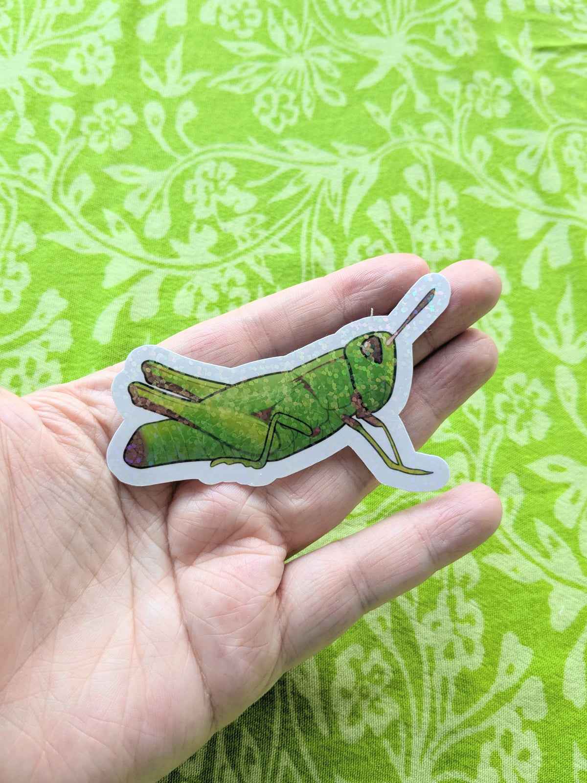 Grasshopper Glitter Holo 3 Inch Vinyl Sticker