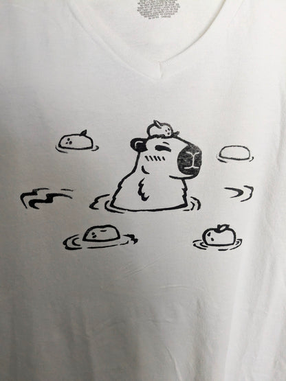 Capybara Handmade Linocut Upcycled TShirt