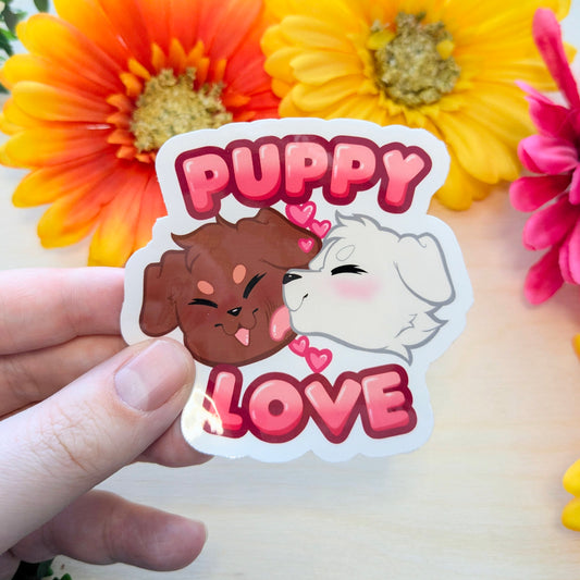 Puppy Love Cute Furry Vinyl Sticker