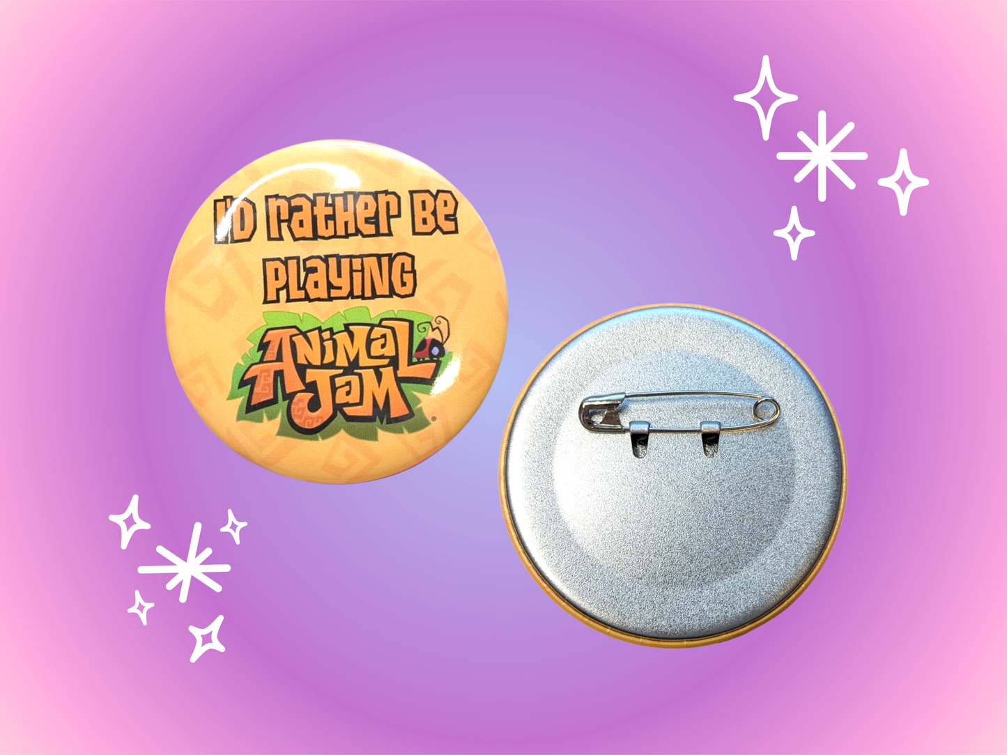 Id Rather Be Playing Animal Jam 2.2 Inch Pinback Button