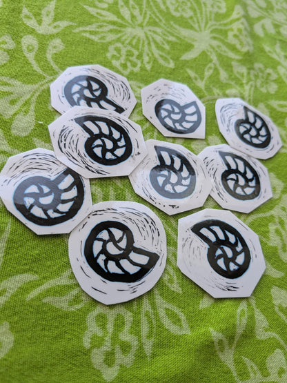 Fossil Linocut Vinyl Sticker