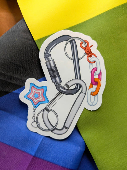 Trans Lesbian Carabiner 3 Inch Vinyl Sticker
