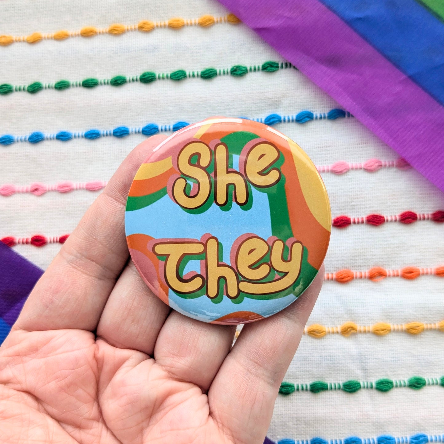 Cute Handmade Pronouns Buttons | 2.25 Inch