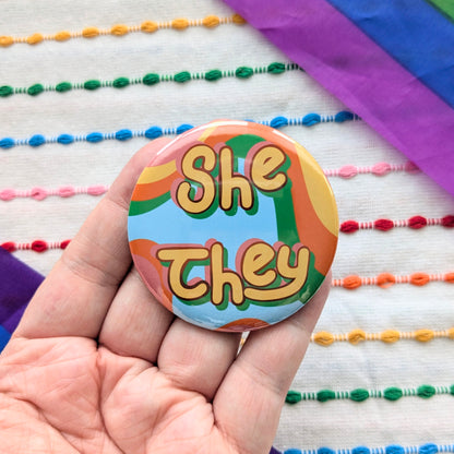 Cute Handmade Pronouns Buttons | 2.25 Inch