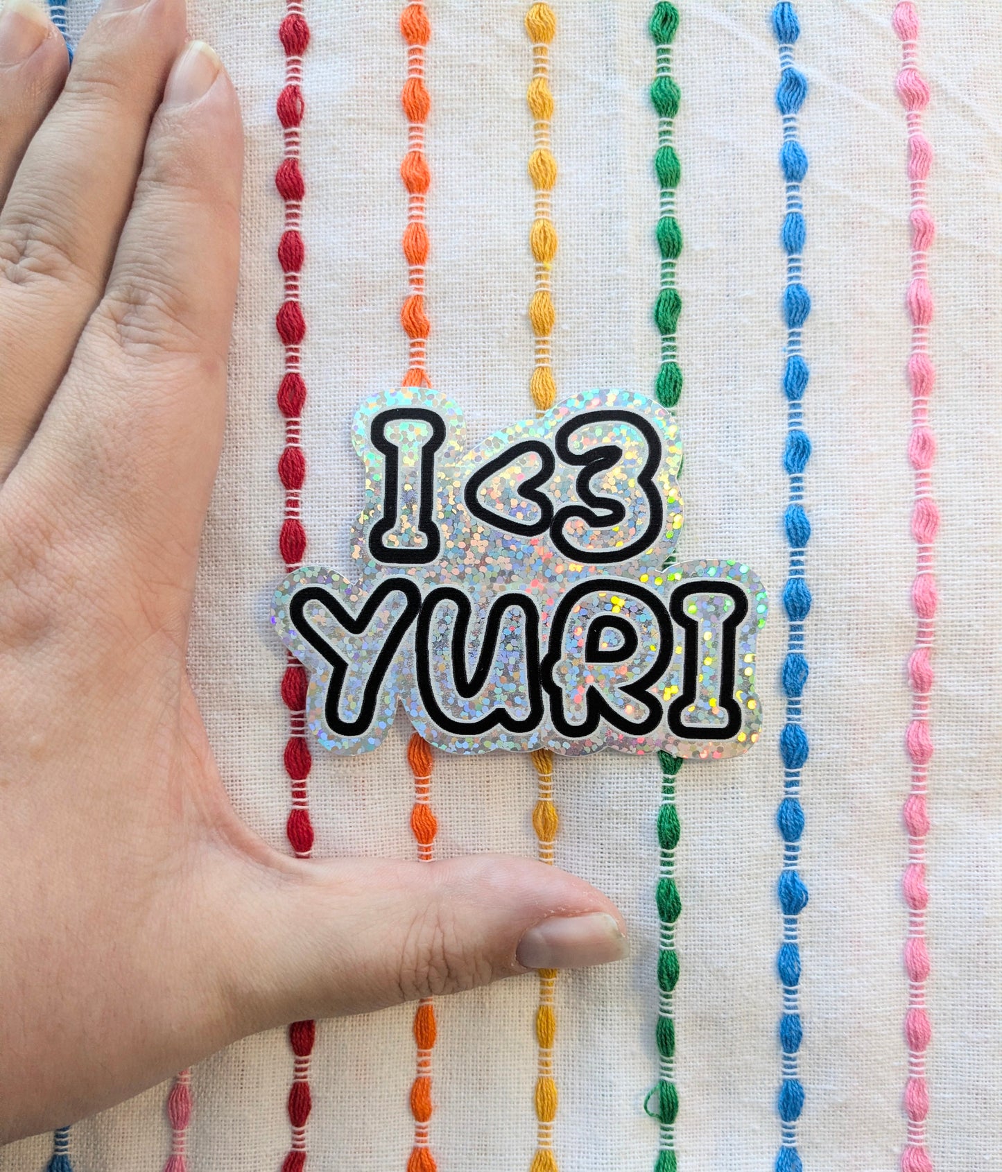 I <3 Yuri Glitter Vinyl Sticker - 3 Inch