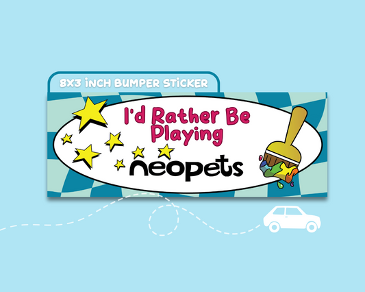 Id Rather Be Playing Neopets Bumper Sticker | Cute funny vinyl weatherproof sticker