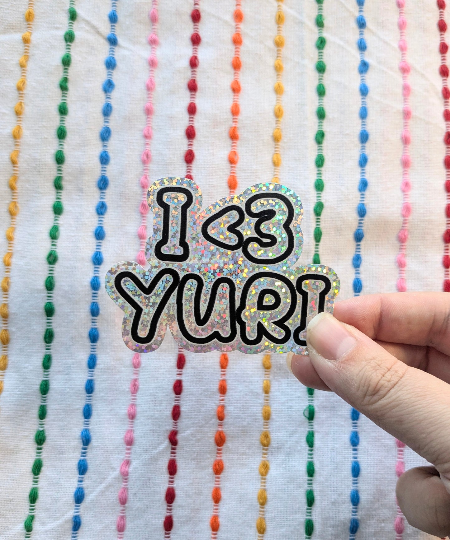 I <3 Yuri Glitter Vinyl Sticker - 3 Inch