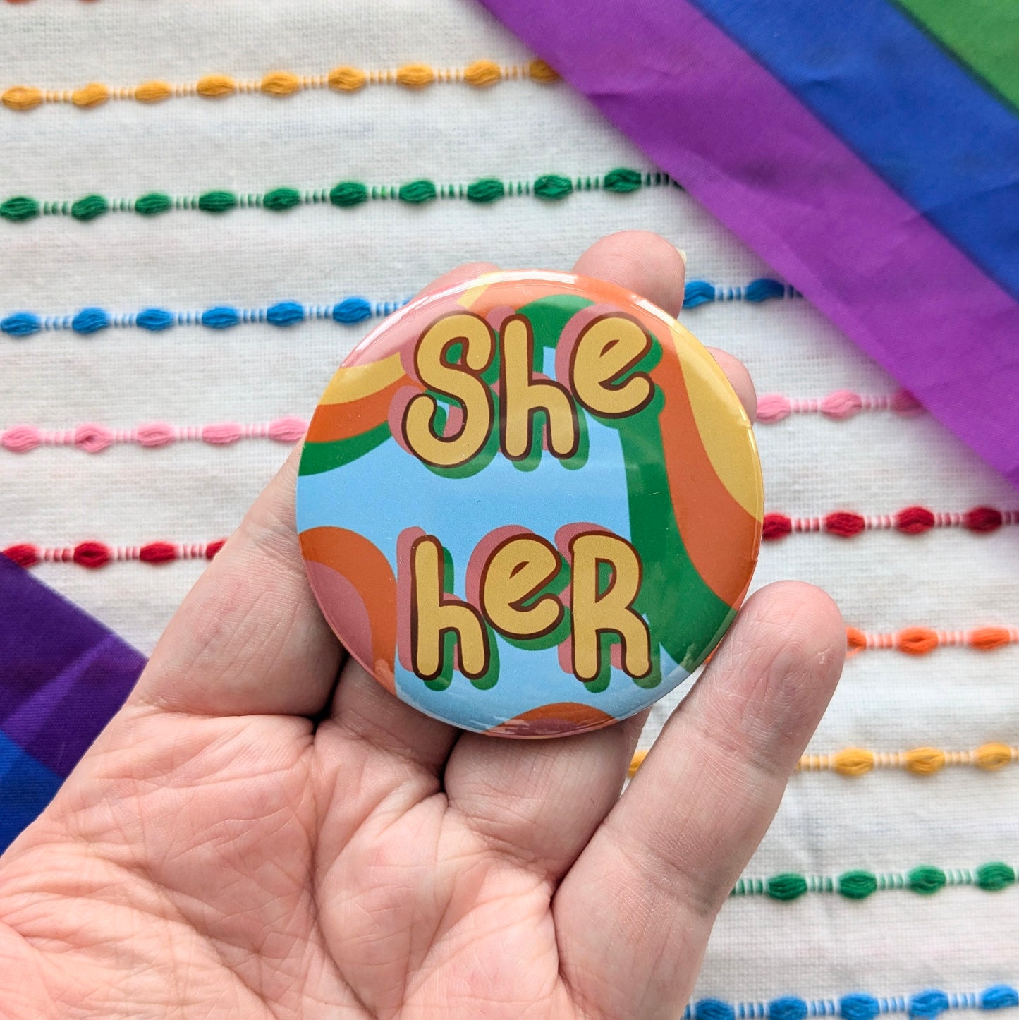 Cute Handmade Pronouns Buttons | 2.25 Inch