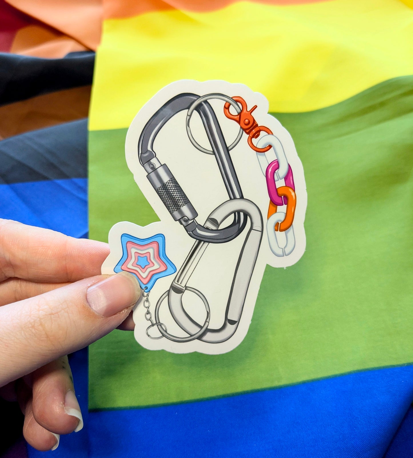 Trans Lesbian Carabiner 3 Inch Vinyl Sticker