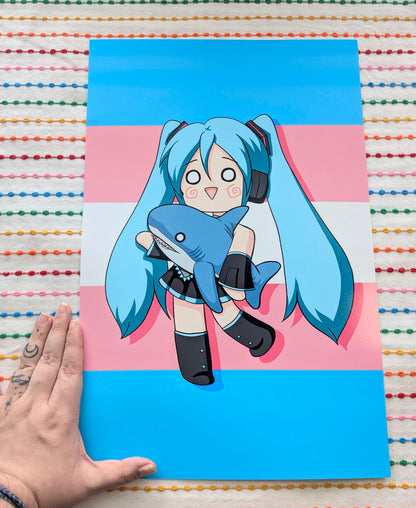 Hatsune Miku Blahaj 11x17 Art Print