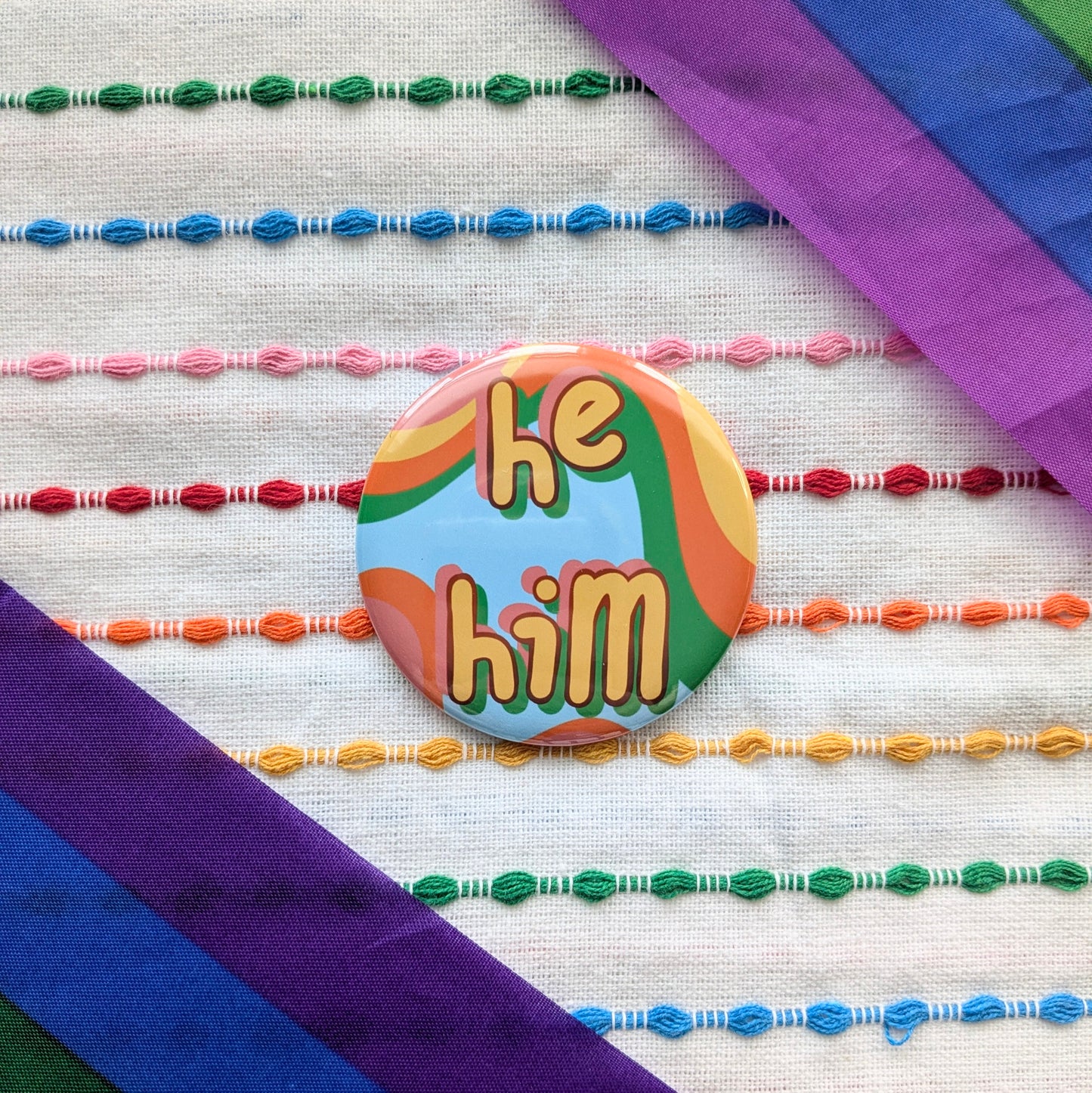 Cute Handmade Pronouns Buttons | 2.25 Inch