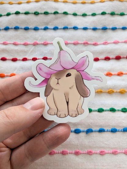 Bunny Flower Hat 3 Inch Vinyl Sticker